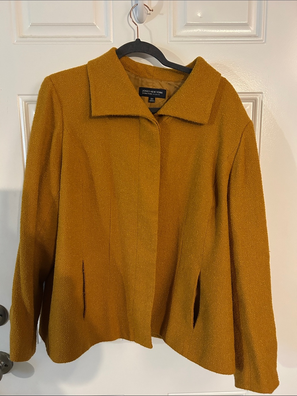 Jones New York Mustard Textured Wool-Blend Blazer